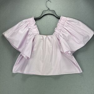 Karlie Poplin Top Small Lavender Crop Festival Boho Cottagecore Peasant Fairy